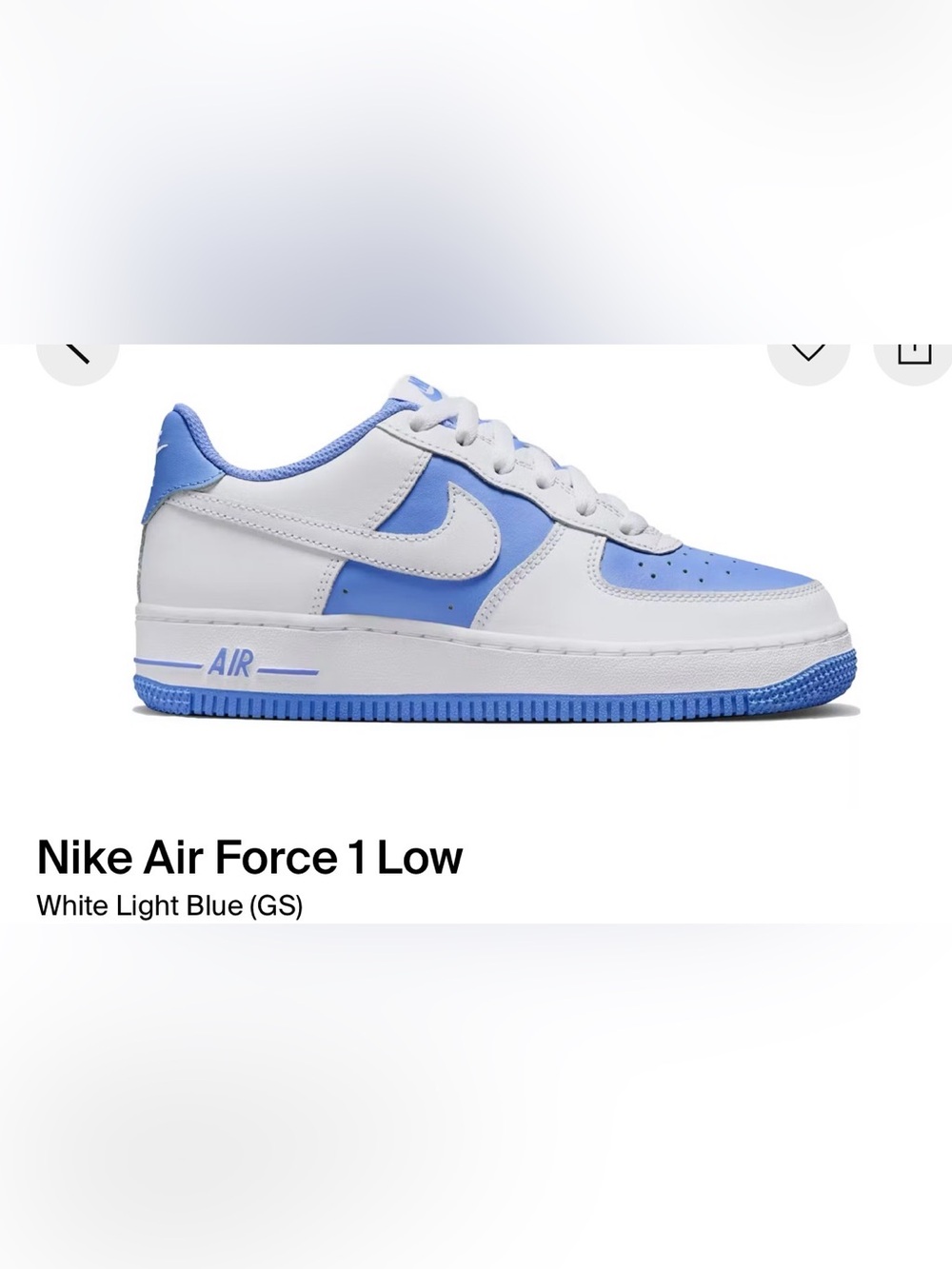 Nike Air Force 1 Low White and Light Blue (Kids)